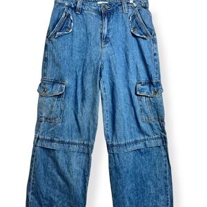 Cello Women’s Juniors Relaxed Blue Cargo Jeans